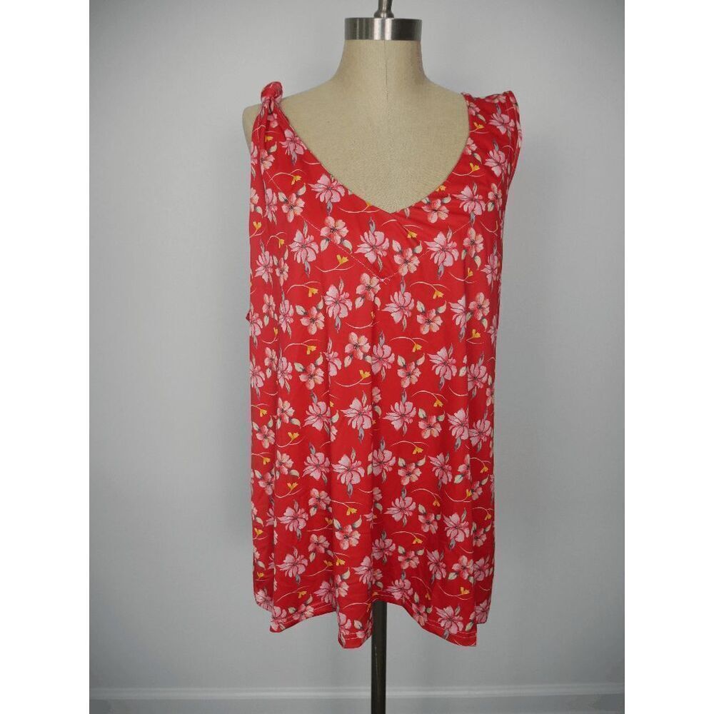 Women's Sleeveless Graphic Red Top 1X